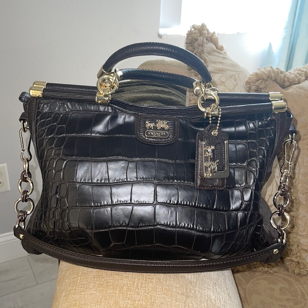 Coach embossed croc handbag